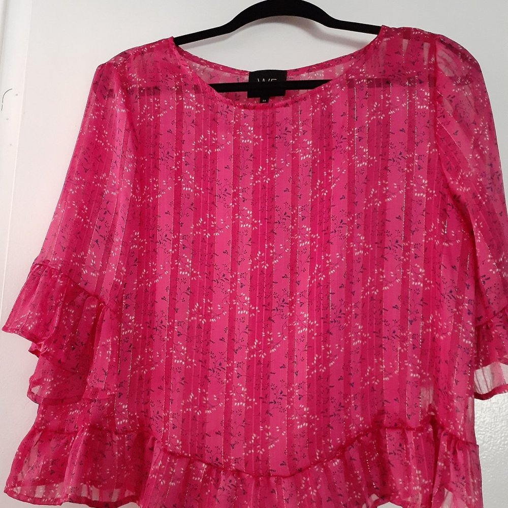 FINAL SALE! 🤪W5 Pink Sheer Floral Ruffle Blouse